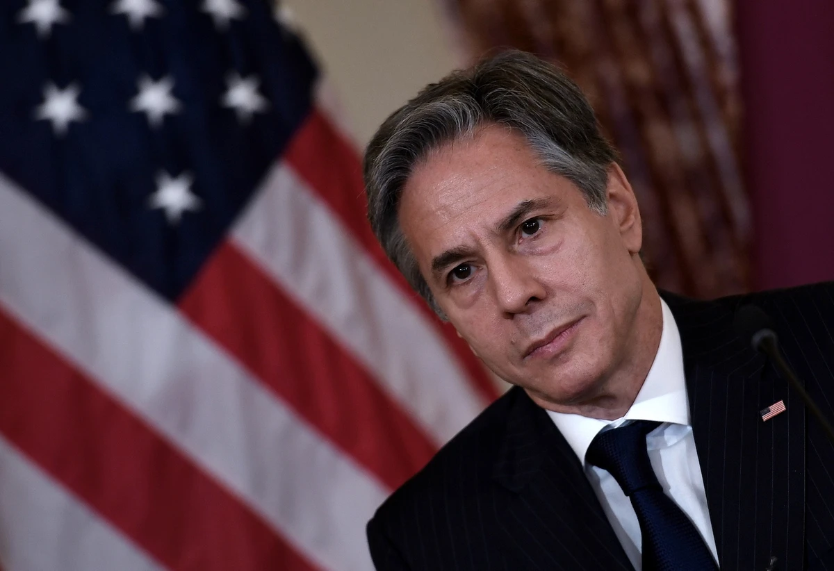 US Secretary of State Antony Blinken looks on during a news conference. (File/Reuters)