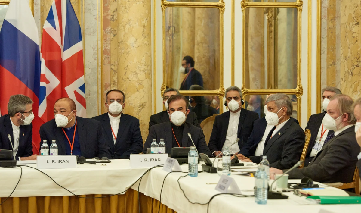 Iran's chief nuclear negotiator Ali Bagheri Kani and members of the Iranian delegation wait for the start of a meeting of the JCPOA Joint Commission in Vienna, Austria November 29, 2021. (Reuters)