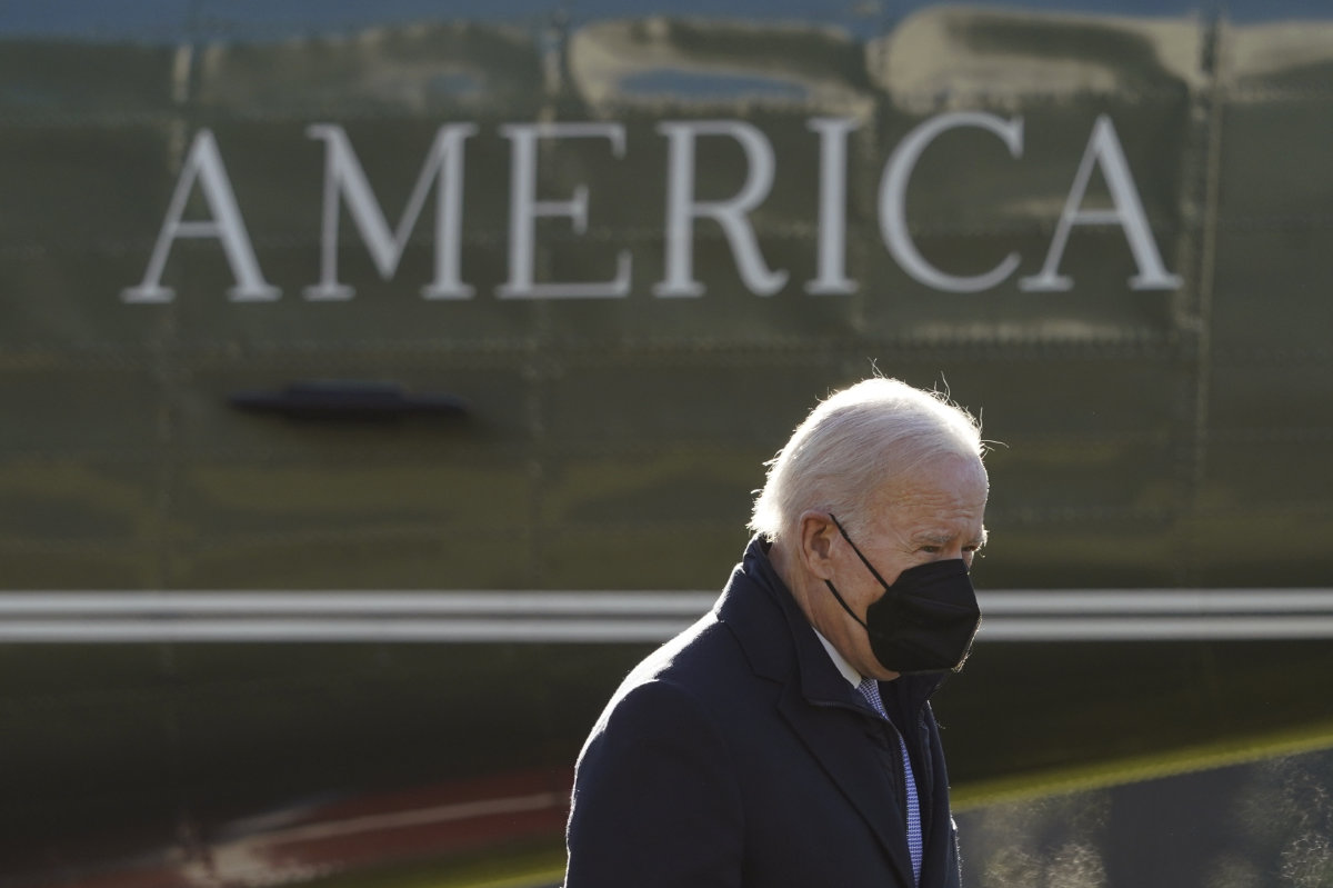 President Joe Biden returns to the White House in Washington on Dec. 20, 2021, after spending the weekend at his home in Delaware. (AP Photo/Patrick Semansky)
