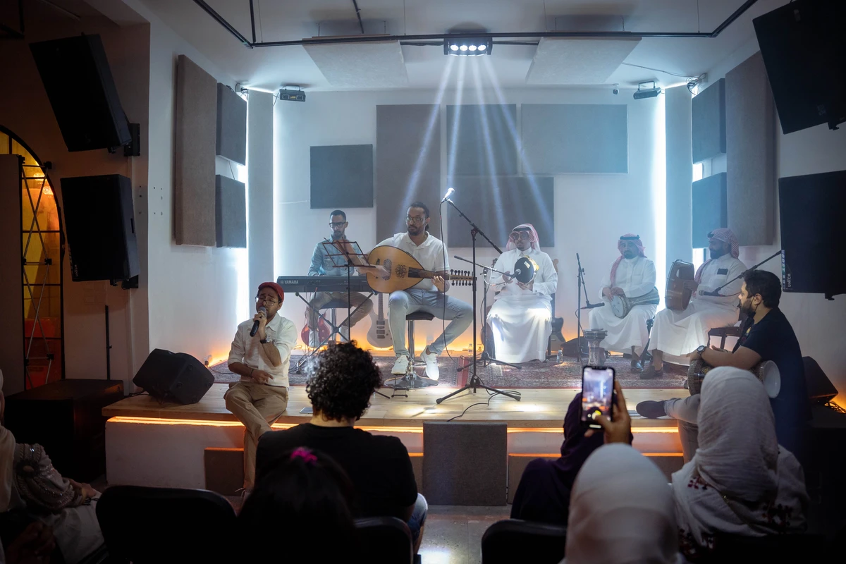 Musicians performing at Jeddah's Makan Music Center. (Supplied)