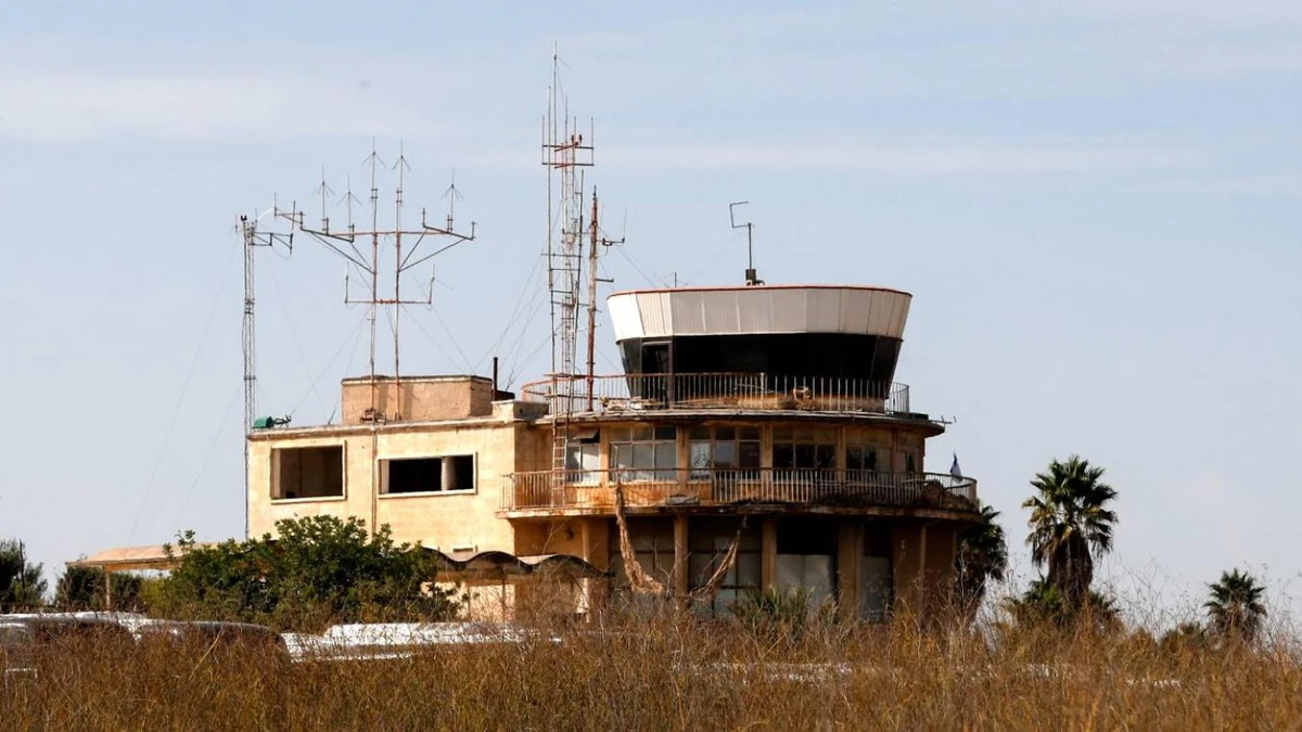 The main building of the former Atarot airport, closed in 2000, near the Palestinian village of Qalandia in occupied east Jerusalem, Nov. 25, 2021 (AFP)