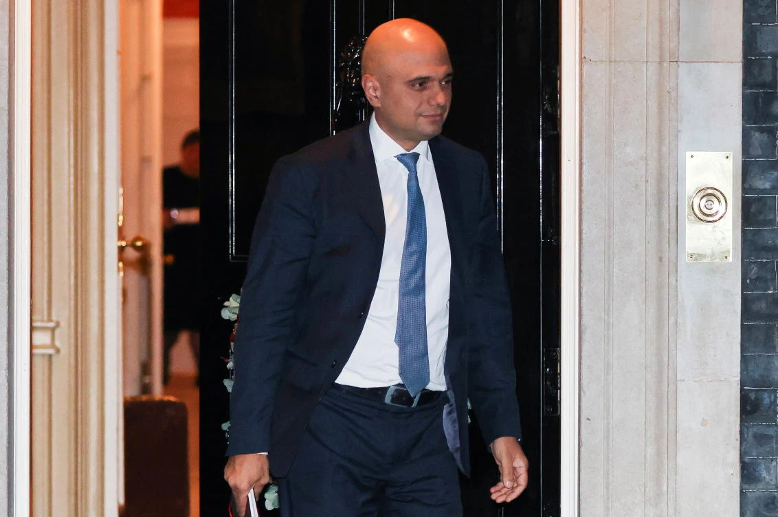 Britain's Health Secretary Sajid Javid walks at Downing Street in London, Britain, December 8, 2021. (Reuters)