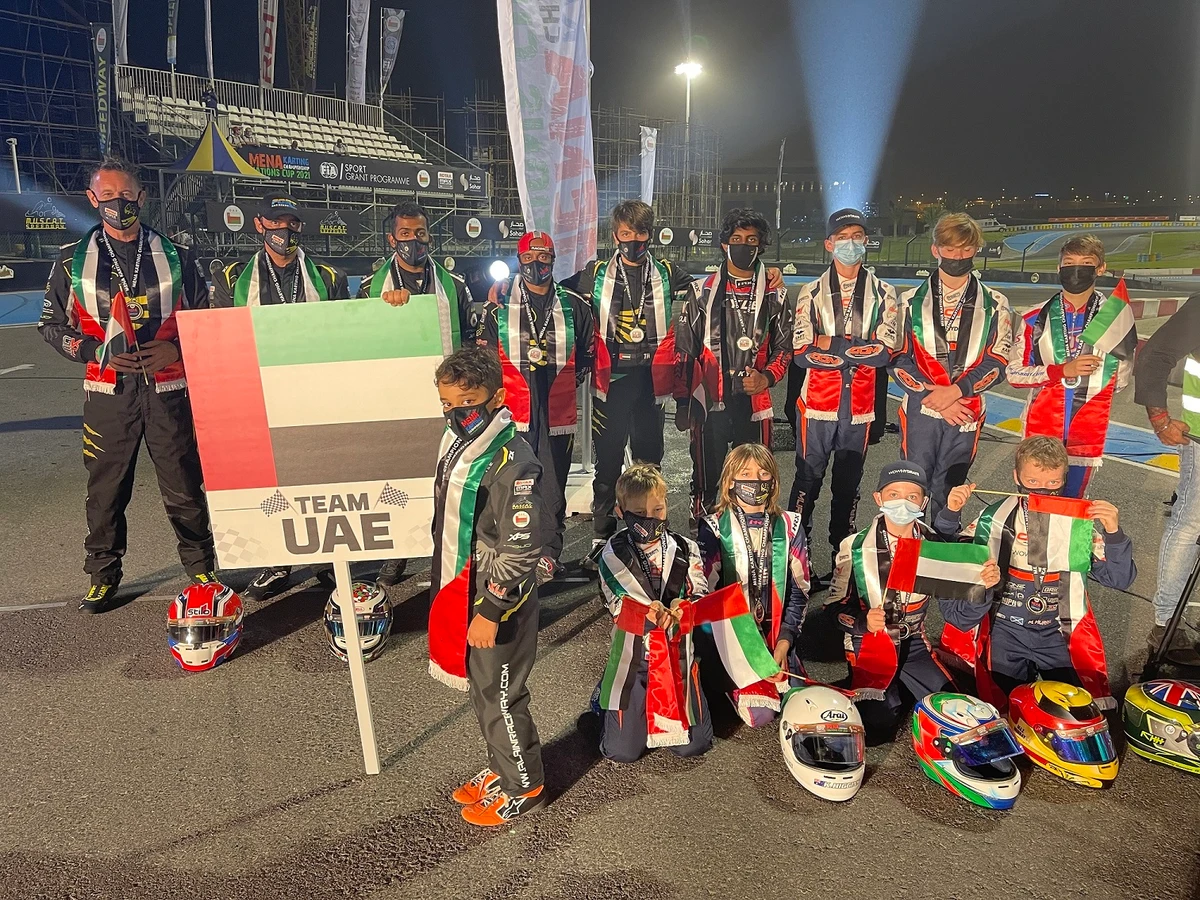 The UAE were overall winners of the second edition of the MENA Karting Nations Cup, and had drivers on the podium in each category. (Supplied)
