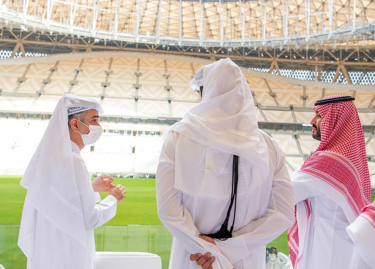 Saudi Arabia’s crown prince visits 2022 World Cup stadium in Qatar