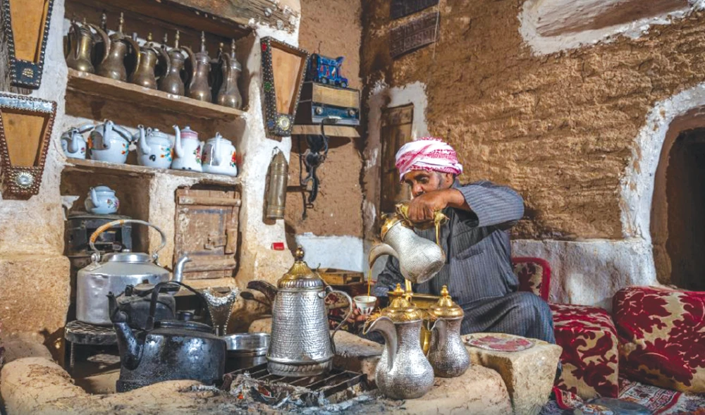 Drinking Arabic coffee is a common social habit and an integral part of Saudi culture, symbolizes generosity and hospitality. (Supplied)