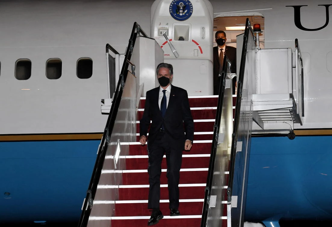 US Secretary of State Antony Blinken arrives at Subang Airport, in Kuala Lumpur, Malaysia December 14, 2021. (Reuters)