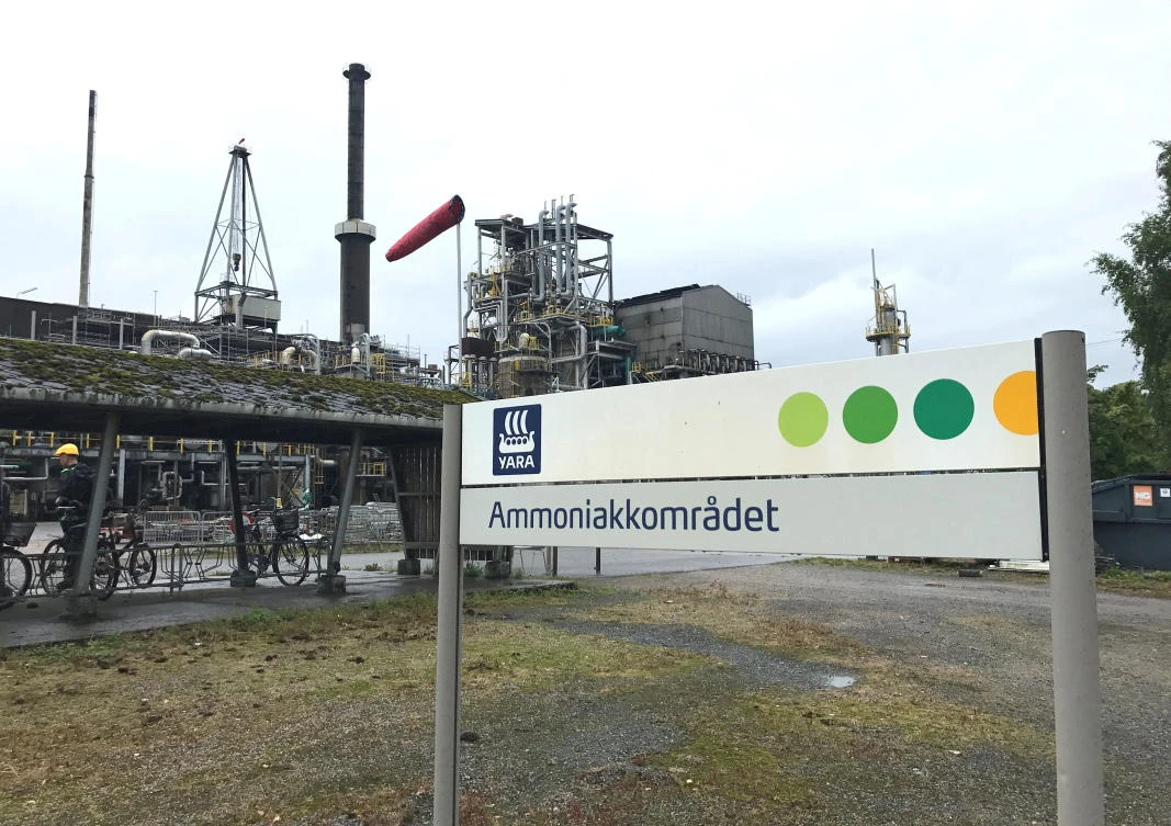 A general view of the Yara ammonia plant in Porsgrunn, Norway August 9, 2017. (Reuters)