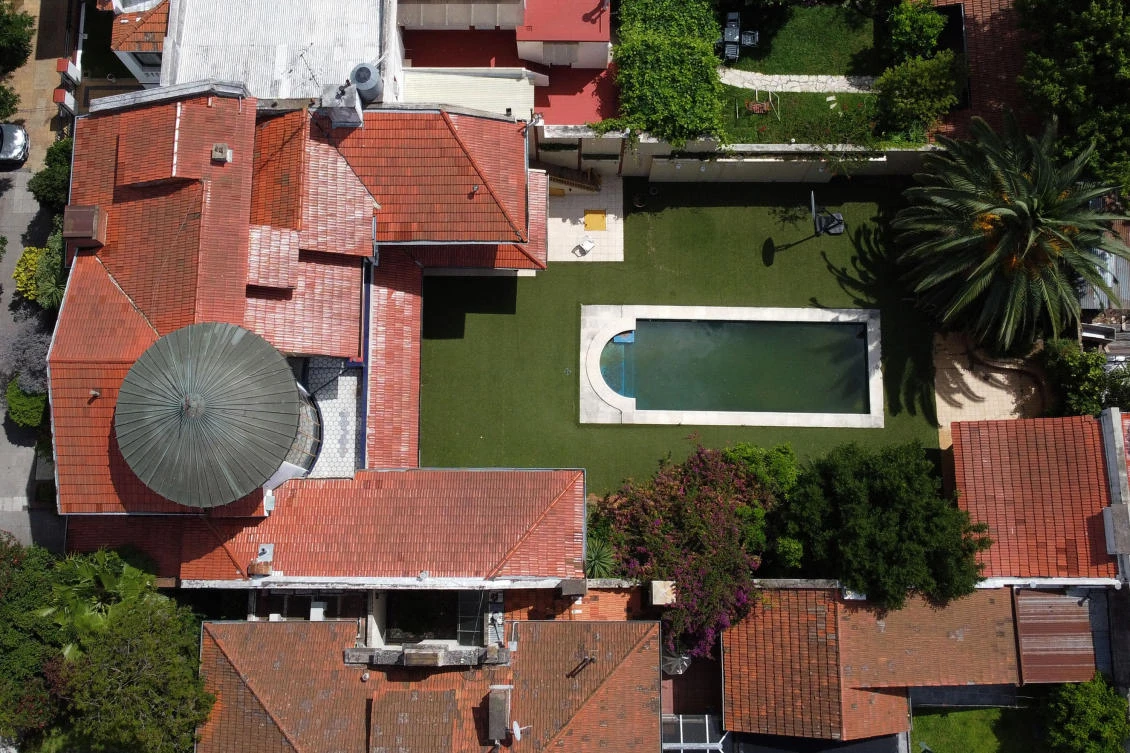 Aerial view of a house owned by the late Argentine football star Diego Maradona which will be auctioned among other belongings in Buenos Aires on Sunday. (AFP)