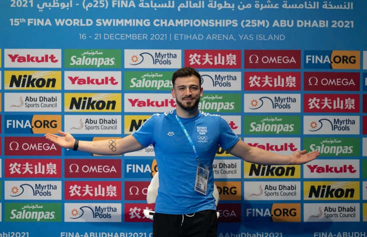 Syrian refugee Alaa Maso is taking part in the FINA World Swimming World Championships (25m) in Abu Dhab. (Supplied)