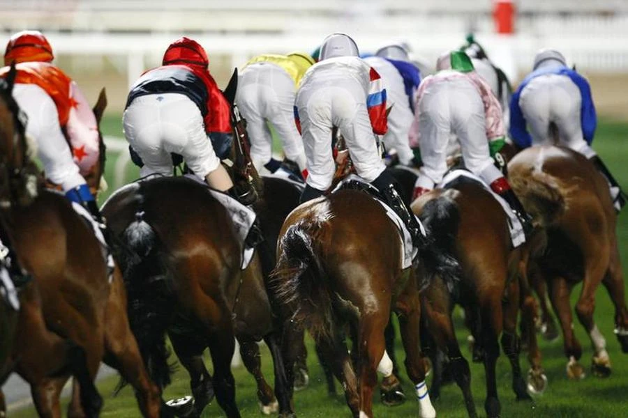 Jockeys race to the finish line, during the sixth race at the Dubai World Cup, March 29, 2008. The Dubai World Cup, with a cash prize of $6 million, is horse racing's richest prize. (Reuters)