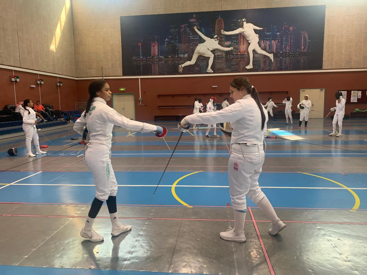 Members of the Saudi national fencing team during a training session at Aspire Academy in Doha. (Saudi Fencing Federation)