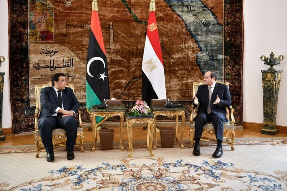 Abdel Fattah El-Sisi and Mohammed Al-Menfi. (Twitter Photo)