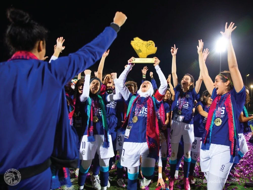 Jeddah Eagles celebrate winning the Western division of the inaugural Regional Football League in Saudi Arabia. (Jeddah Eagles)