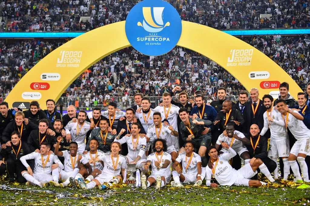 Real Madrid won the first staging of the competition in the Kingdom, in January 2020, which ended with Los Blancos winning on penalties in the final against city rivals Atletico. (AFP/File Photo)