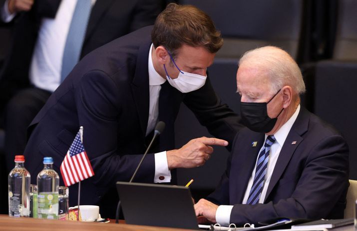Emmanuel Macron and Joe Biden. (AFP)