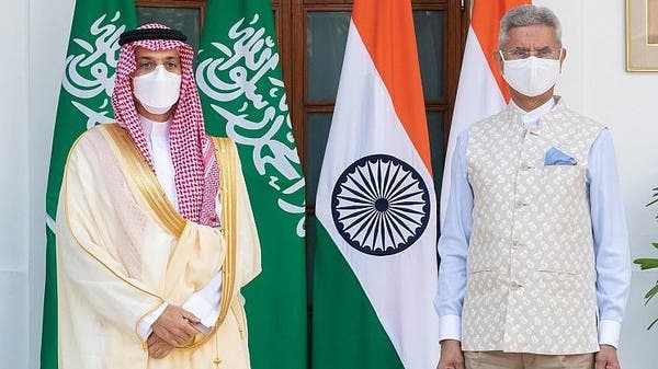 Saudi’s Minister of Foreign Affairs Prince Faisal bin Farhan meets with India’s Minister of External Affairs Subrahmanyam Jaishankar in New Delhi. (SPA)