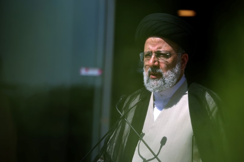 Presidential candidate Ebrahim Raisi speaks with journalists before the start of the last election debate, Tehran, Iran, June 12, 2021. (Reuters)