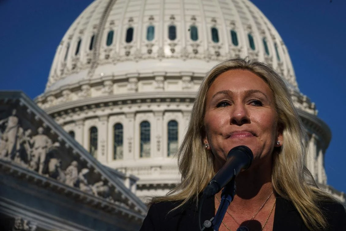 Georgia Republican representative Marjorie Taylor Greene blasted Twitter’s move as un-American. (Getty Images/AFP)
