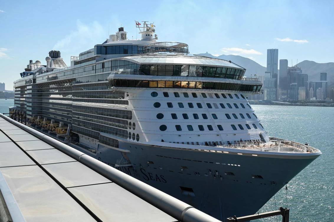 Royal Caribbean’s Spectrum of the Seas was ordered to return after nine passengers were identified as close contacts of an infected patient who was linked to a new omicron cluster. (AFP)