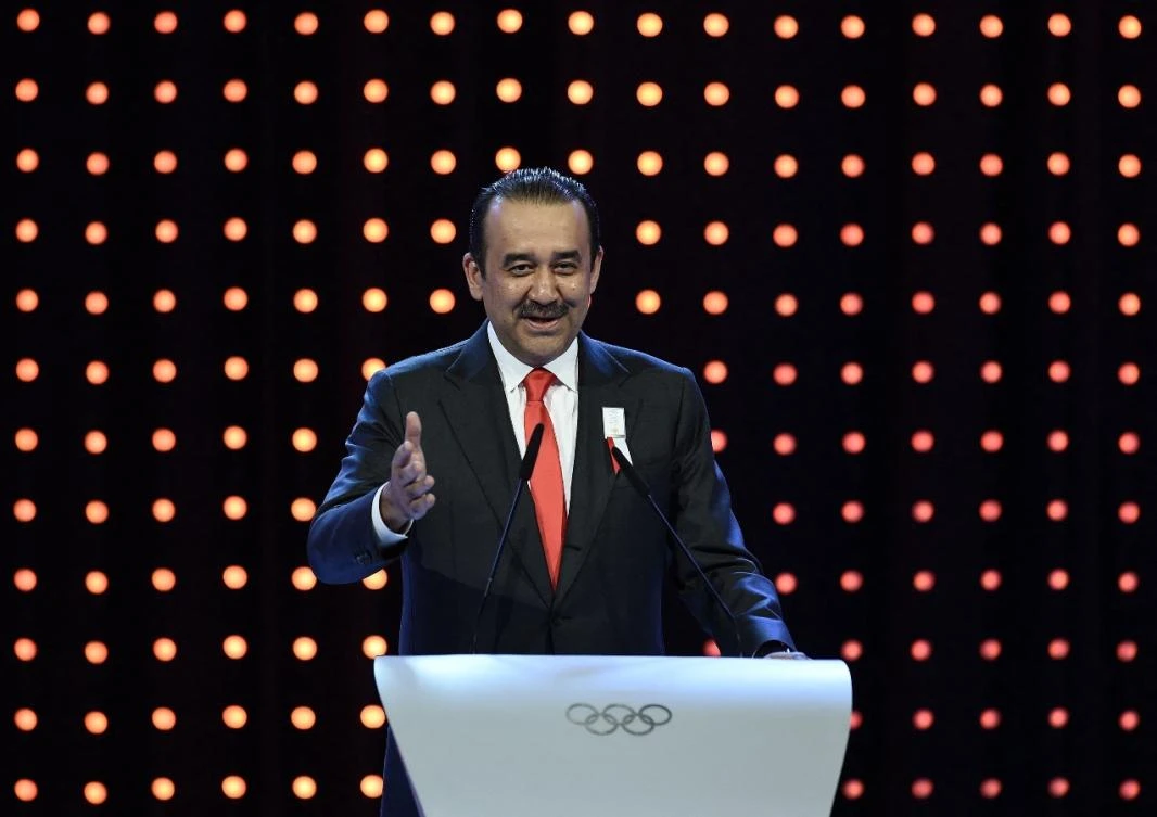 Karim Massimov speaks during the bid presentation to host the 2022 Winter Olympics in the Kazakh city of Almaty, at the 128th International Olympic Committee (IOC) session in Kuala Lumpur on July 31, 2015. (File/AFP)