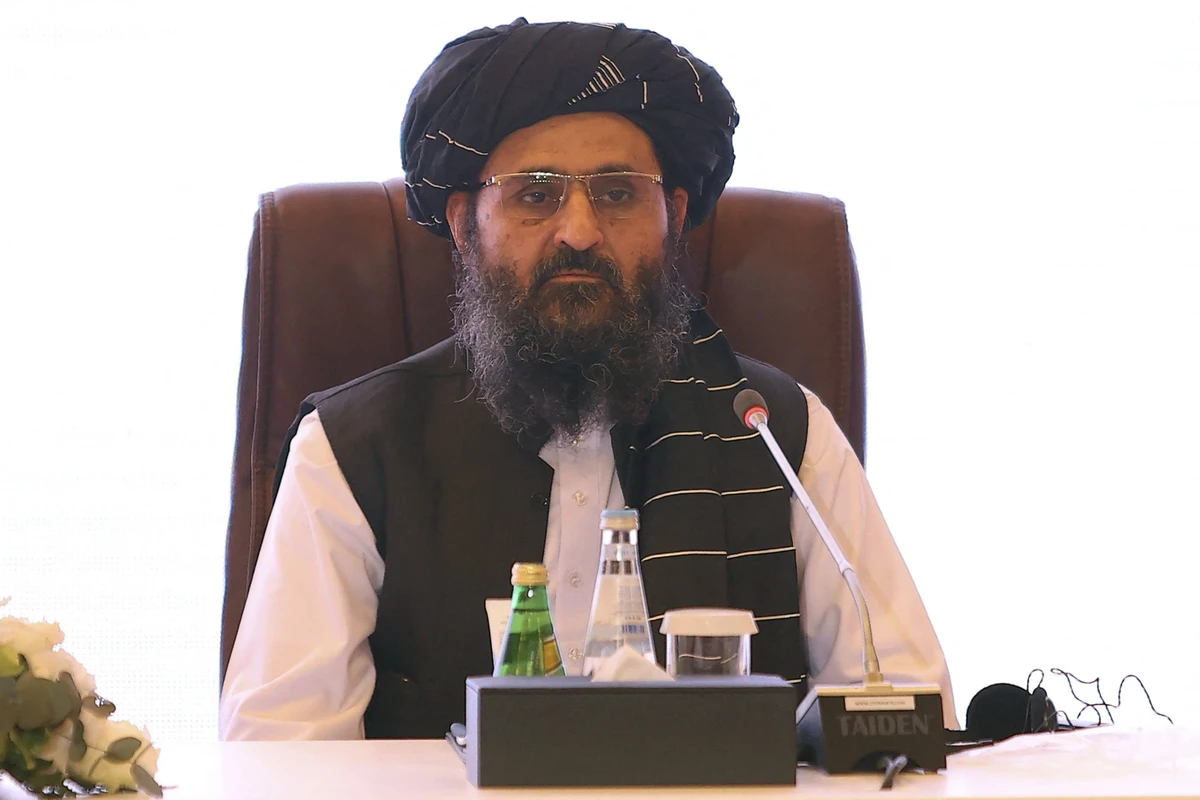 In this file photo taken on July 18, 2021, Mullah Abdul Ghani Baradar looks on during the final declaration of the peace talks between the Afghan government and the Taliban is presented in Qatar's capital Doha. (AFP)