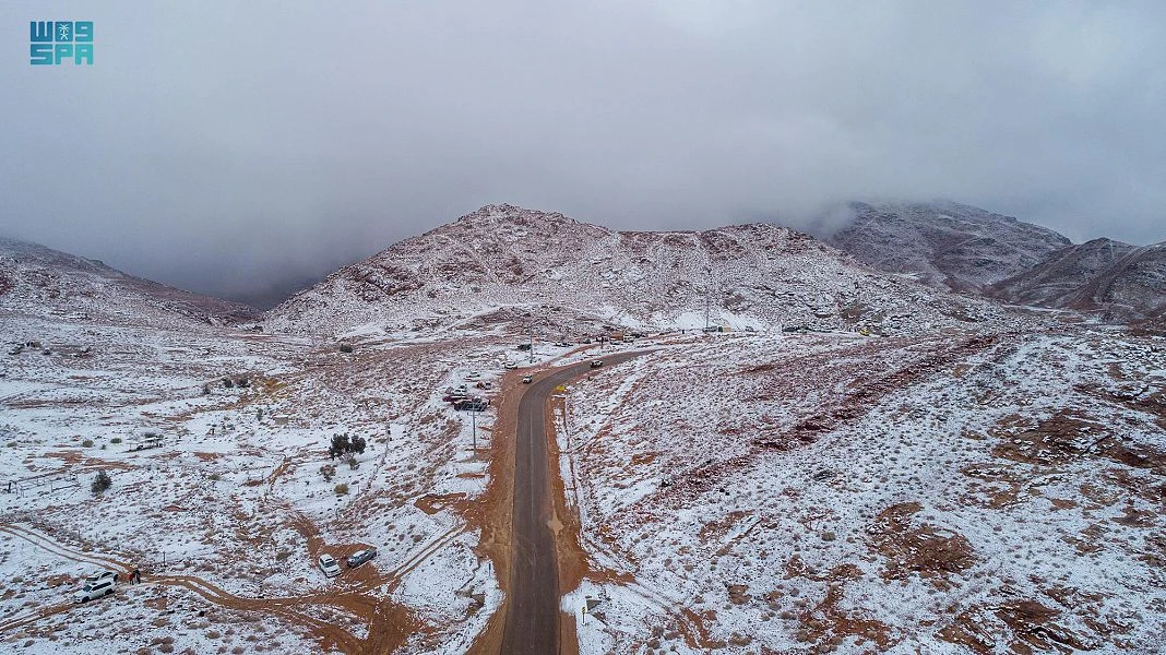 Saudi Arabia’s Jabal Al-Lawz blanketed in snow