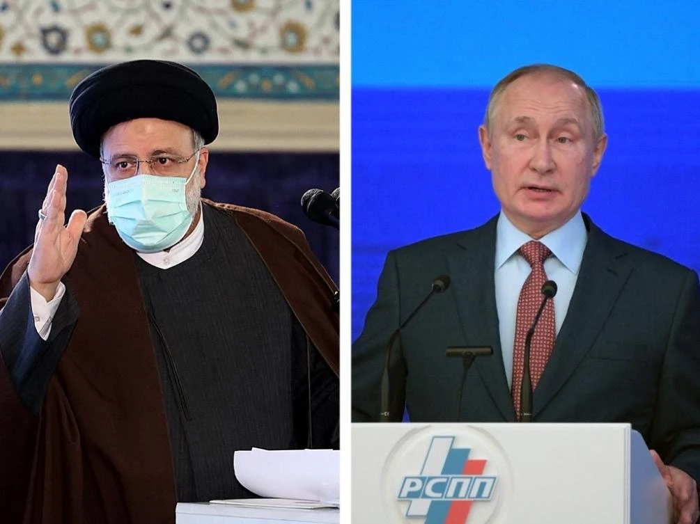 The meeting between the two leaders will be Ebrahim Raisi’s, left, most important official visit abroad since he took office in August. (AFP)