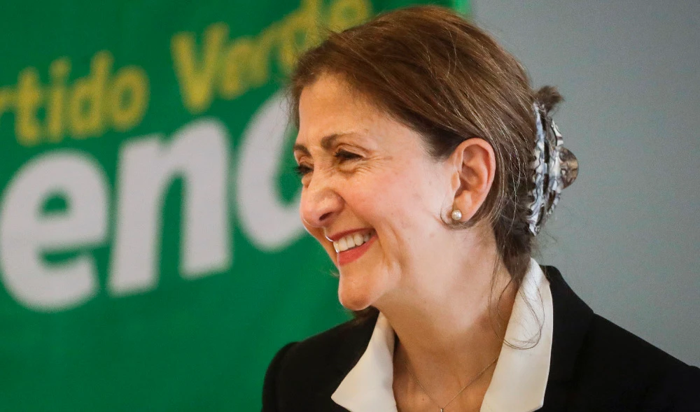 Ingrid Betacourt smiles during a press conference in Bogota, Colombia, Tuesday, Jan. 18, 2022. (AP)