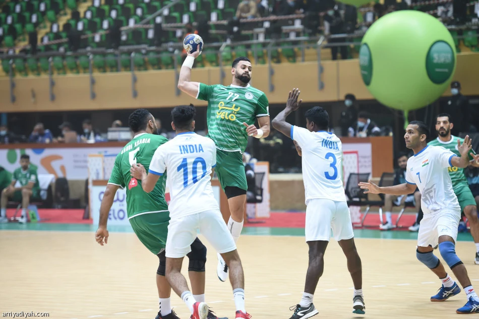Action from Saudi Arabia’s 54-30 win over India on the opening day of the 20th Asian Handball Championship. (Saudi Handball Federation)