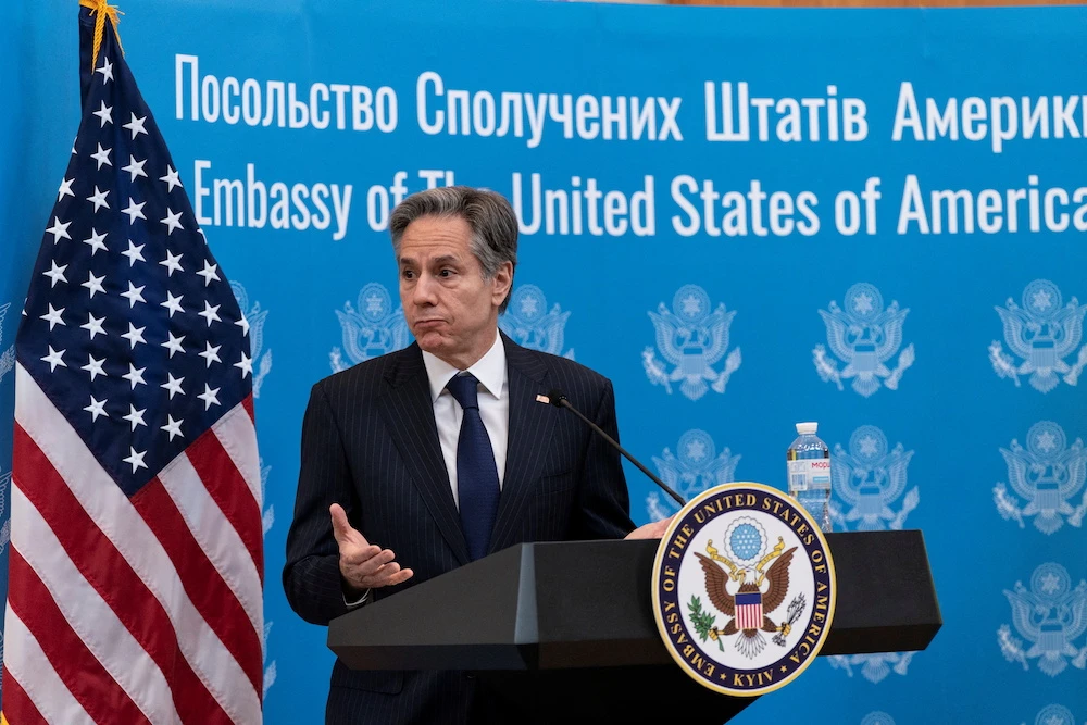US Secretary of State Antony Blinken called no Russian president Vladimir called on Putin to choose a “peaceful path”. (Reuters)