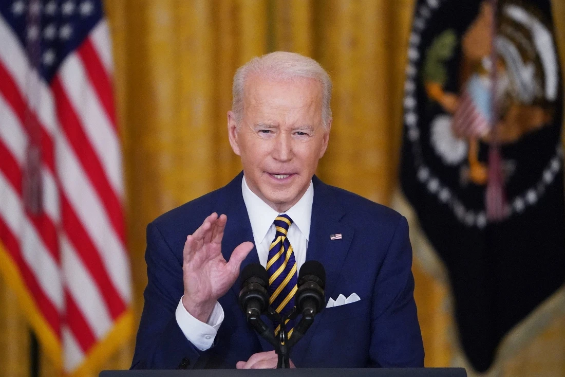 Biden focused on his domestic efforts and the fight against COVID-19, but also touched on foreign policy issues. (AFP)