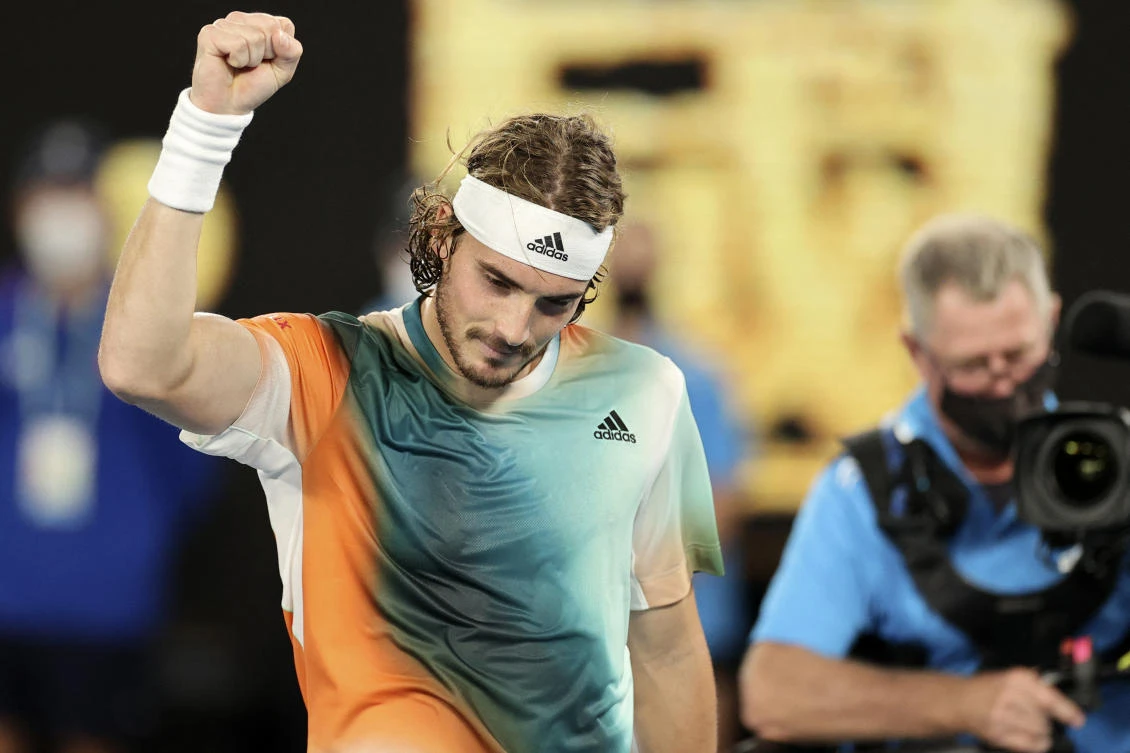 The Greek fourth seed played his best tennis yet in the year's opening major to romp past the 11th-seeded Italian Jannik Sinner. (File/AFP)