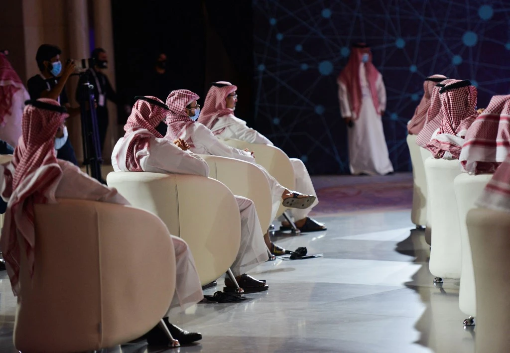 Guests attend the Global AI 2020 (Artificial Intelligence) Summit in the Saudi capital Riyadh on October 21, 2020. (File/AFP)