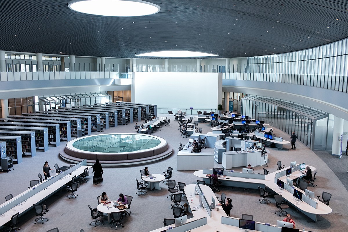 The library at New York University Abu Dhabi (NYUAD), Abu Dhabi, U.A.E., Nov. 12, 2021. (Wikimedia Commons)