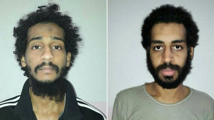 El Shafee Elsheikh, left, and Alexanda Kotey were allegedly members of an Isis cell that abducted foreigners in Syria. (Syrian Democratic Forces/AFP)