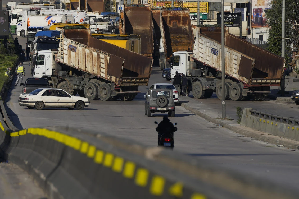 Day of chaos in Lebanon as taxi, bus and truck drivers block roads