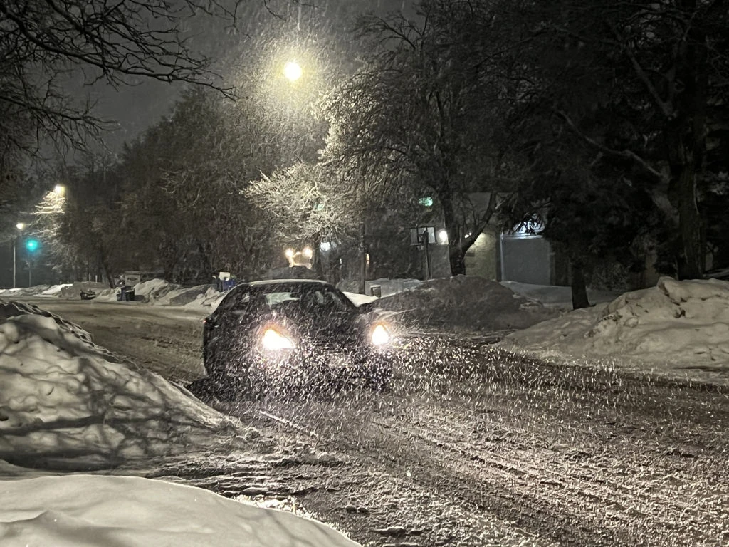 Car driving as snow covered the city of Toronto, Ontario, Canada, on Feb. 2, 2022 (Getty)