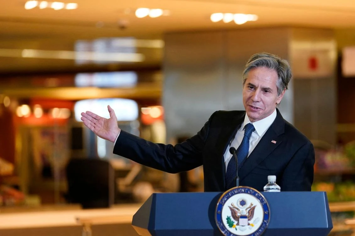 Secretary of State Antony Blinken speaks at the State Department in Washington on Tuesday. (AFP)