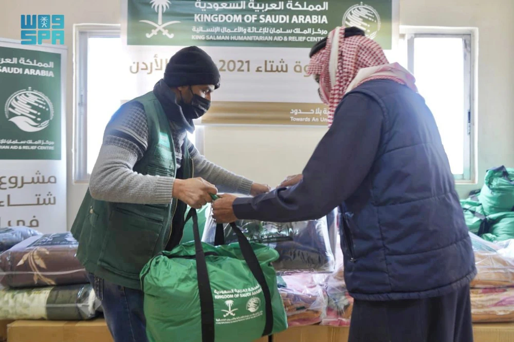 KSrelief continues food aid work in Jordan, Yemen. (SPA)