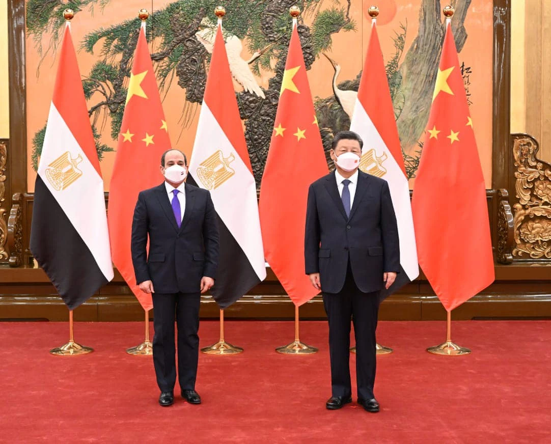 President Abdel Fattah El-Sisi held summit talks this morning in Beijing with Chinese President Xi Jinping. (Egyptian Presidency Facebook account)
