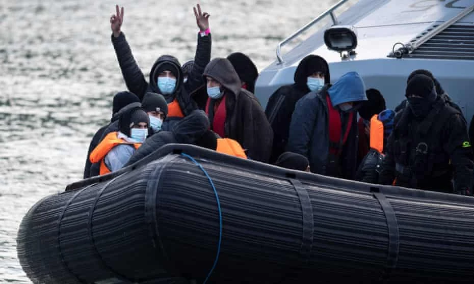A UK Border Force vessel arrives at the marina in Dover with migrants it picked up in the Channel, Dec. 21, 2021. (AFP)