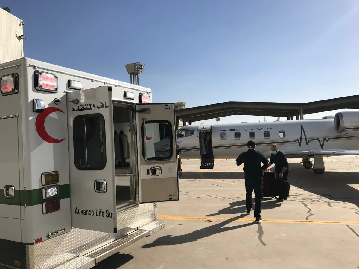 The medical evacuation plane of Saudi Ministry of Health, minutes before taking off in Beirut to transport Lebanese patient, Sahar Ali Karim, to King Faisal Specialist Hospital & Research Center. (Supplied)