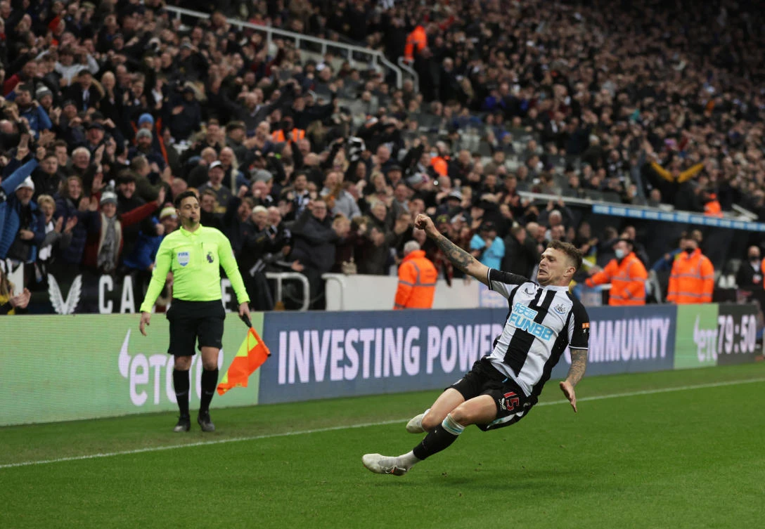 Newcastle United's Kieran Trippier celebrates scoring their third goal. (Action Images via Reuters)