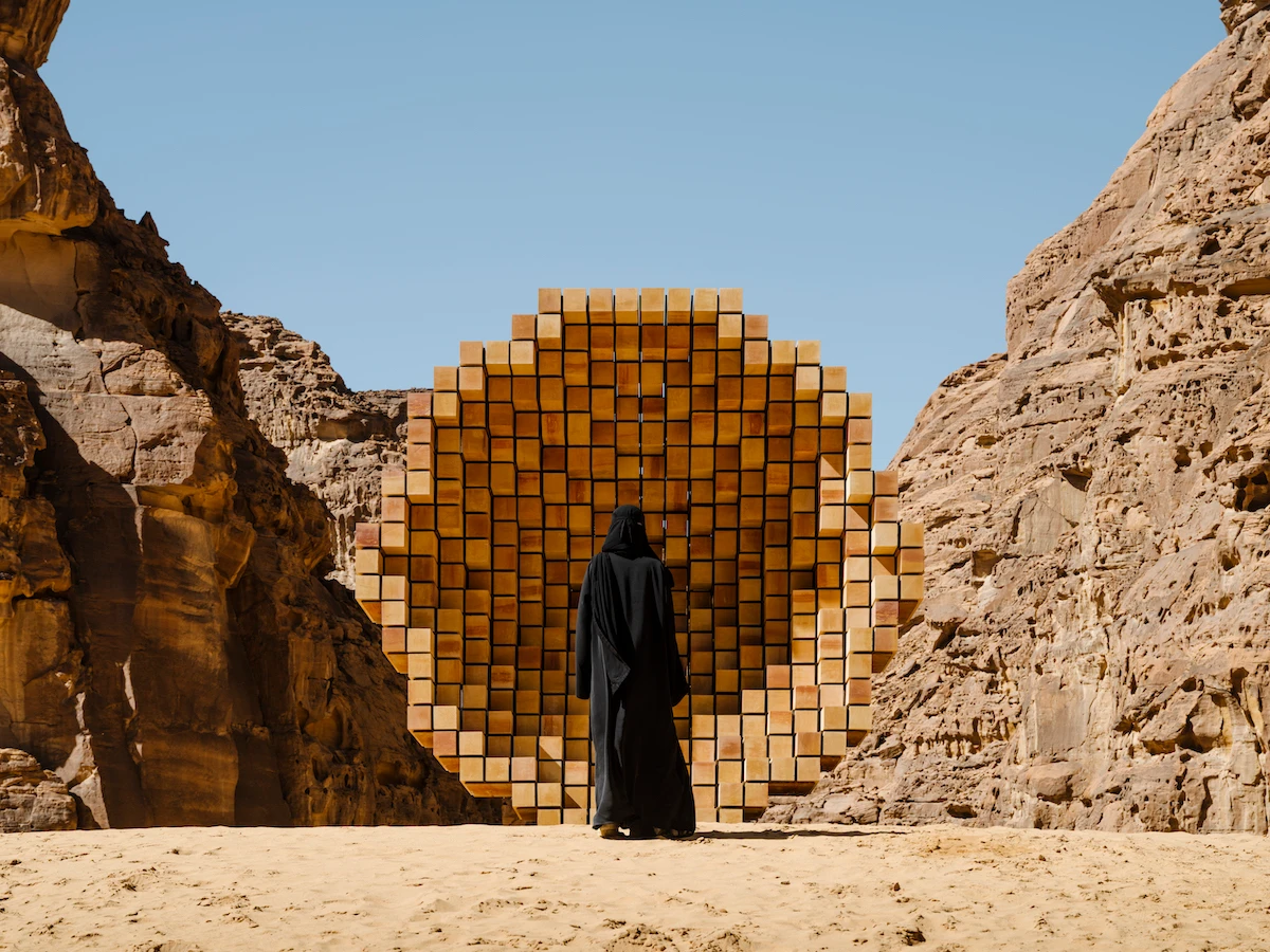 Dana Awartani contributes this concave geometric sculpture for the second edition of the contemporary art biennale in AlUla. Supplied