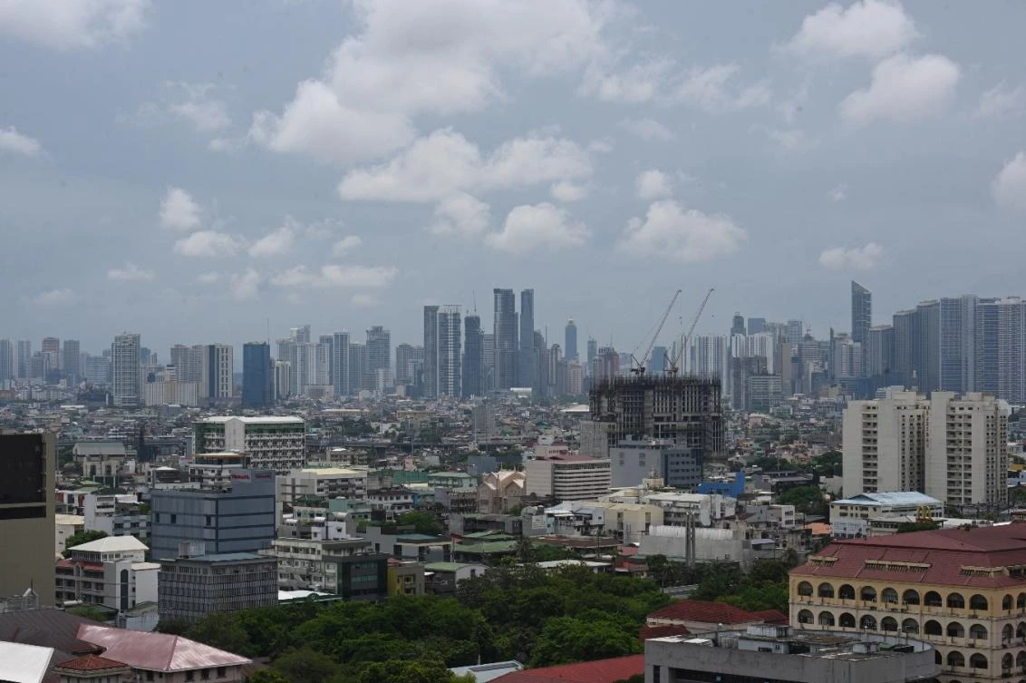 A general view of the skyline in Manila taken around 11:00 am shows clear skies on May 15, 2020. (File/AFP)