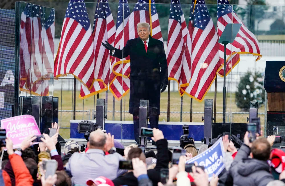 In this Jan. 6, 2021, photo, President Donald Trump arrives to speak at a rally in Washington. (AP)