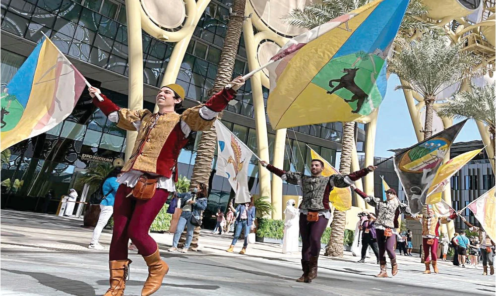 The celebrations on Feb. 12 included the San Marino Flagwavers Show across different expo plazas.