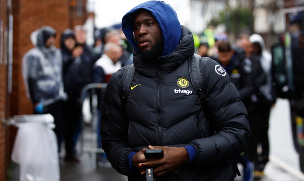 Chelsea's Romelu Lukaku arrives at the stadium before the match. (Reuters)