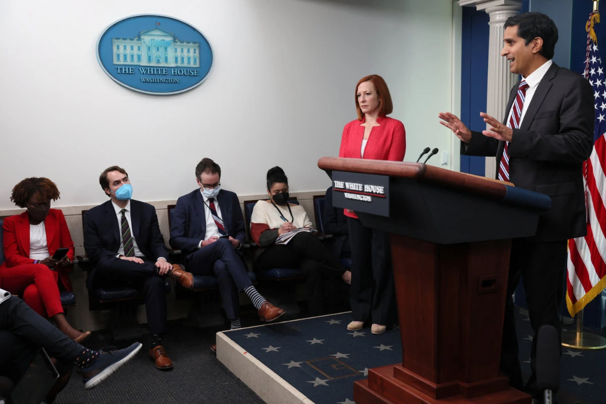 US Deputy National Security Advisor for international economics Daleep Singh gives an update on sanctions against Russia during a daily press briefing at the White House on Feb. 25, 2022. (Reuters)