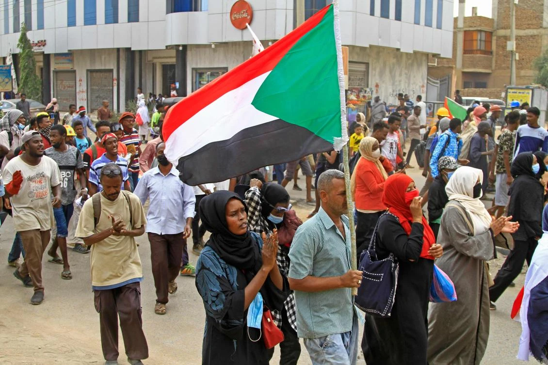 Sudanese protesters rally against the October military coup which has led to scores of arrests, in Khartoum on Thursday. (AFP)